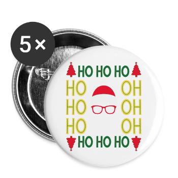 HoHoHo Rasta Santa - Buttons large 2.2''/56 mm (5-pack) - white - Front