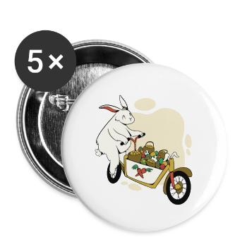 Easter on the cargo bike - Buttons large 2.2''/56 mm (5-pack) - white - Front