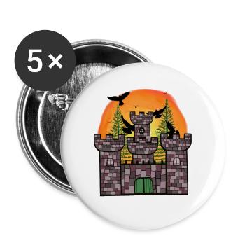 Middle Ages Knight Fortress Castle Fairy Tale Children - Buttons large 2.2''/56 mm (5-pack) - white - Front