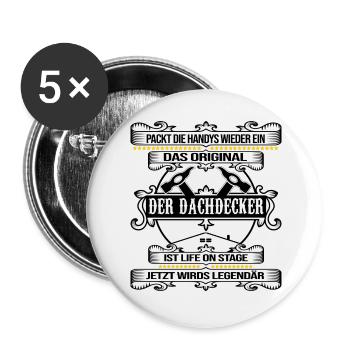 dachdecker legendärer roofer dach decken - Buttons groß 56 mm (5er Pack) - Weiß - Vorne