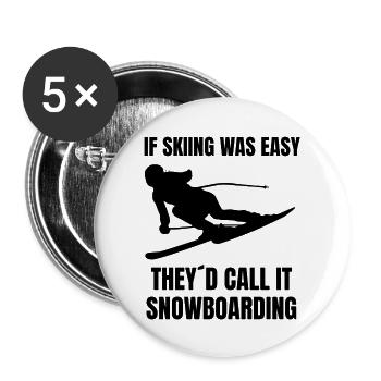 Skiers Christmas Ski Winter Sports Skiing - Buttons large 2.2''/56 mm (5-pack) - white - Front