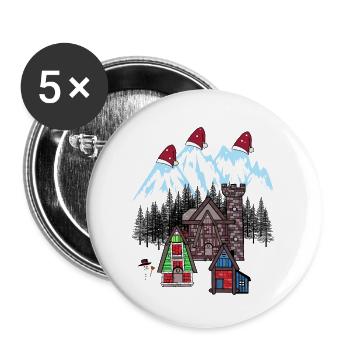 Xmas Winter Tirol Österreich Gebirge Berg Nikolaus - Buttons groß 56 mm (5er Pack) - Weiß - Vorne