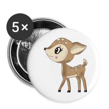 Chevreuil - Lot de 5 grands badges (56 mm) - blanc - Devant