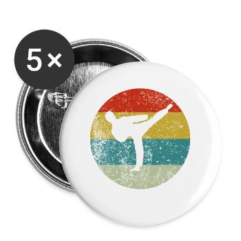 Taekwondo - Buttons groß 56 mm (5er Pack) - Weiß - Vorne