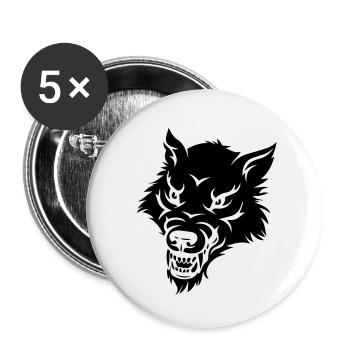 loup - Lot de 5 grands badges (56 mm) - blanc - Devant