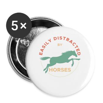 Easily Distracted By Horses Horse Rider Horses - Buttons groß 56 mm (5er Pack) - Weiß - Vorne