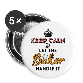 baker bakery baker's sayings kneader - Buttons large 2.2''/56 mm (5-pack) - white - Front