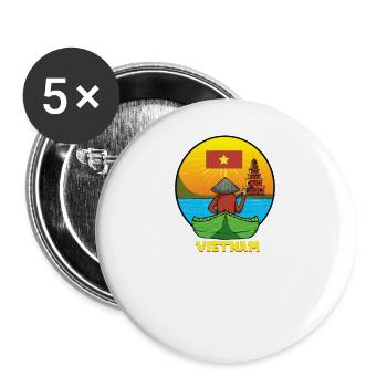 Vietnam I Hanoi Scooter Pho Bo Motif de voyage pour - Lot de 5 grands badges (56 mm) - blanc - Devant