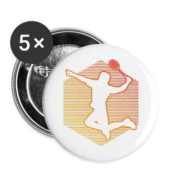 Joueur de badminton de squash masculin Joueuse de badminton féminin - Lot de 5 grands badges (56 mm) - blanc - Devant