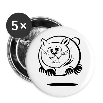 dicke Katze Katzen lustig Symbol icon Illustration - Buttons groß 56 mm (5er Pack) - Weiß - Vorne