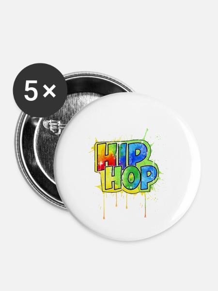 hip hop - Buttons groß 56 mm (5er Pack) - Weiß