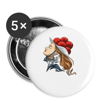 Bollenhut Braut Schwarzwald für einen - Buttons groß 56 mm (5er Pack) - Weiß - Vorne