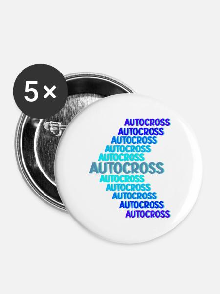Autocross - Buttons groß 56 mm (5er Pack) - Weiß