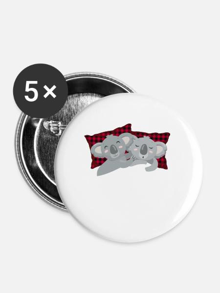 Offizielles Schlafshirt Koala Buffalo Plaid - Buttons groß 56 mm (5er Pack) - Weiß