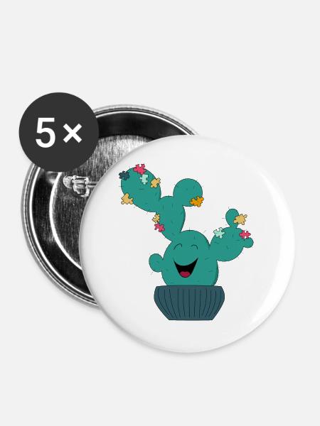 Puzzle Kaktus - Buttons groß 56 mm (5er Pack) - Weiß