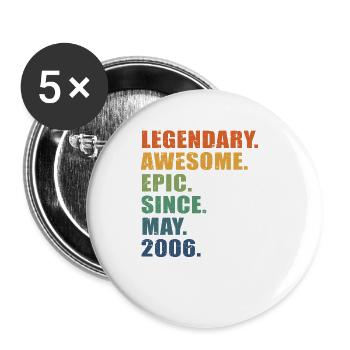 17. Geburtstag, Mai 2006, 17-jähriges Jubiläum - Buttons groß 56 mm (5er Pack) - Weiß - Vorne