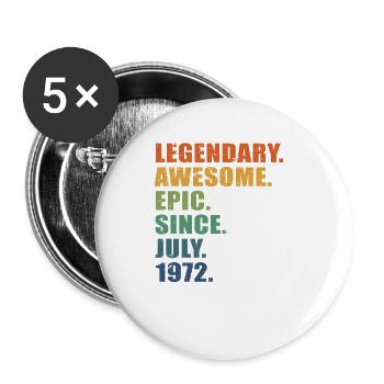 50e anniversaire, juillet 1972, 50e anniversaire - Lot de 5 grands badges (56 mm) - blanc - Devant