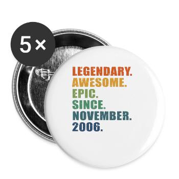 17. Geburtstag, November 2006, 17-jähriges Jubiläum - Buttons groß 56 mm (5er Pack) - Weiß - Vorne