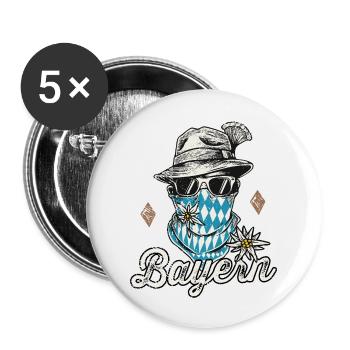 Freistaat Bayern T-Shirt Herren Bayrische Tracht - Buttons groß 56 mm (5er Pack) - Weiß - Vorne
