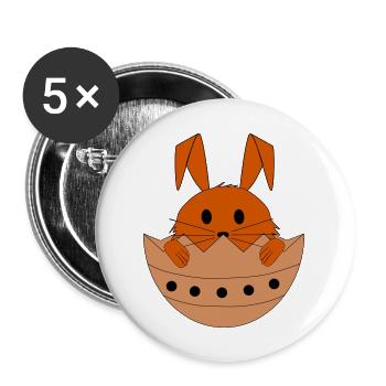 Osterhase - Buttons groß 56 mm (5er Pack) - Weiß - Vorne