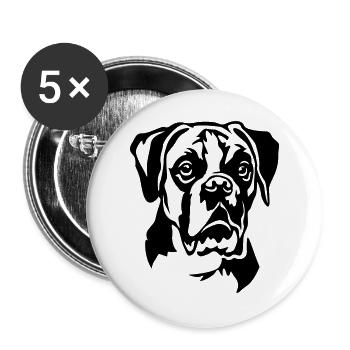 Tête de boxeur - Lot de 5 grands badges (56 mm) - blanc - Devant