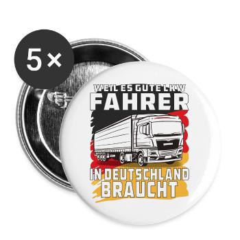 GUTE LKW FAHRER IN DEUTSCHLAND - Buttons groß 56 mm (5er Pack) - Weiß - Vorne