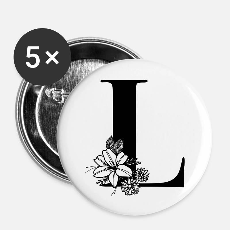Letter L - Buttons large 2.2''/56 mm (5-pack) - white