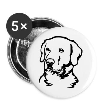 Tête de Labrador - Lot de 5 grands badges (56 mm) - blanc - Devant