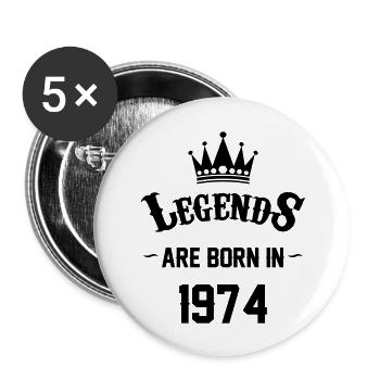 Legends are Born in 1974 - Buttons large 2.2''/56 mm (5-pack) - white - Front