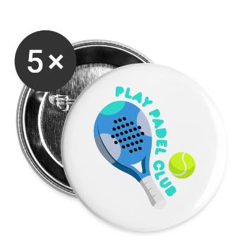 Padel - Geschenk für Padelspieler - Buttons groß 56 mm (5er Pack) - Weiß - Vorne