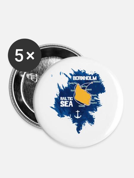 Bornholm Mer Baltique - Buttons/Badges stor, 56 mm (5-pack) - hvid