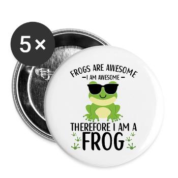 Frog Lovers Kids Frogs - Buttons large 2.2''/56 mm (5-pack) - white - Front
