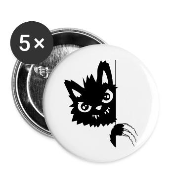 Scratching Evil Cat - Buttons large 2.2''/56 mm (5-pack) - white - Front