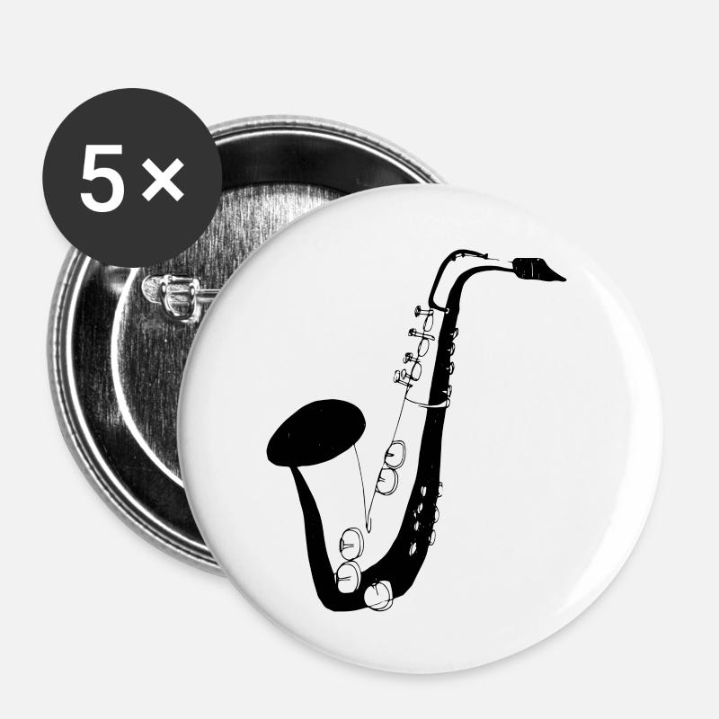 Saxophone - Buttons large 2.2''/56 mm (5-pack) - white