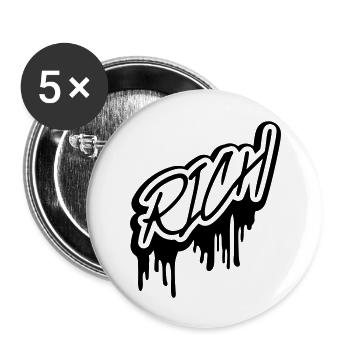 Schleim Rich lettrage - Lot de 5 grands badges (56 mm) - blanc - Devant