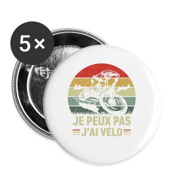 Je Peux Pas J'ai Vélo - Lot de 5 grands badges (56 mm) - blanc - Devant