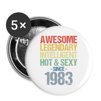 Né en 1983 Né en 1983 Anniversaire - Lot de 5 grands badges (56 mm) - blanc - Devant