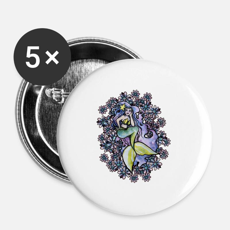 Mermaid - Buttons large 2.2''/56 mm (5-pack) - white