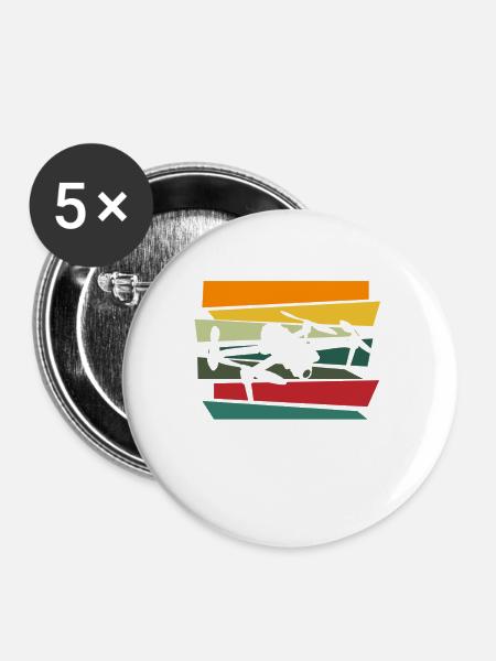 Drohne Drohnen Drohnenpilot Quadcopter - Buttons groß 56 mm (5er Pack) - Weiß