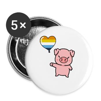 Schwein Herzballon Aroace Pride - Buttons groß 56 mm (5er Pack) - Weiß - Vorne