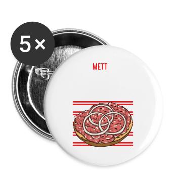 Mannes Mett Mettbrötchen Witzig Fleisch Essen - Buttons groß 56 mm (5er Pack) - Weiß - Vorne