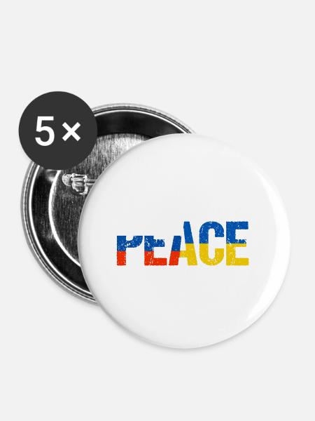 Russland Ukraine Frieden - Buttons groß 56 mm (5er Pack) - Weiß