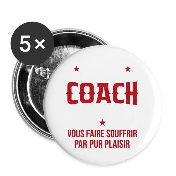 Coach Sportif Humour Entraîneur Idée Cadeau - Lot de 5 grands badges (56 mm) - blanc - Devant