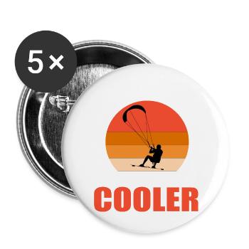 Lustiger Kitesurf-Papa wie ein normaler Papa, aber cooler - Buttons groß 56 mm (5er Pack) - Weiß - Vorne