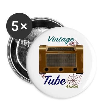 gebrauchtes, altes Röhrenradio - Buttons groß 56 mm (5er Pack) - Weiß - Vorne