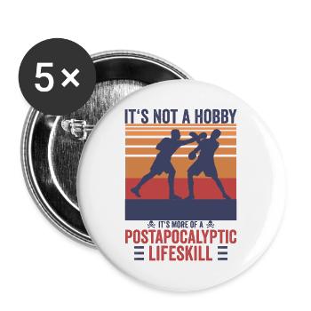 Vintage Postapocalytpic Boxen Boxer Shirt - Buttons groß 56 mm (5er Pack) - Weiß - Vorne