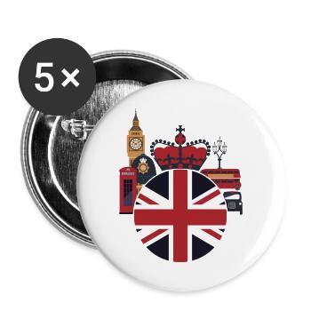 London - Buttons groß 56 mm (5er Pack) - Weiß - Vorne