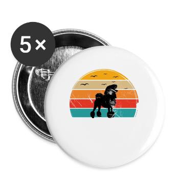 Poodle dog lover Retro vintage Gift idea - Buttons groß 56 mm (5er Pack) - Weiß - Vorne