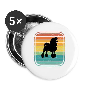 Poodle dog lover Retro vintage Gift idea - Buttons groß 56 mm (5er Pack) - Weiß - Vorne