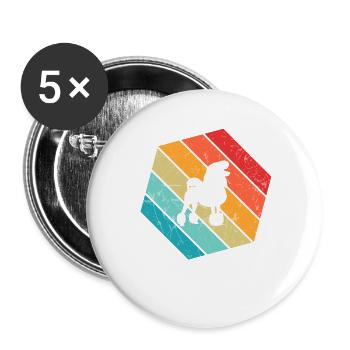 Poodle dog lover Retro vintage Gift idea - Buttons groß 56 mm (5er Pack) - Weiß - Vorne